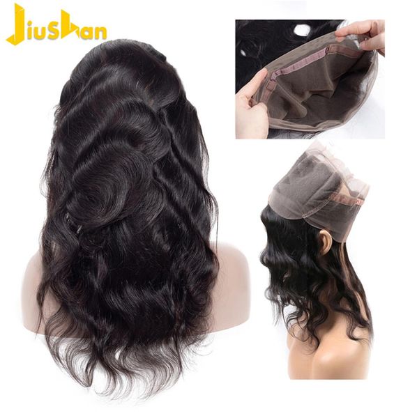 

360 lace frontal with hair bundles body wave brazilian human hair peruvian indian malaysian human hair weaves closure3696509, Black;brown