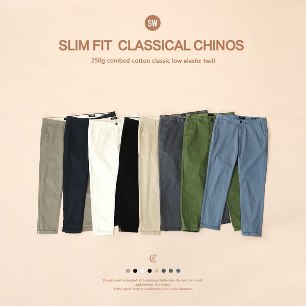 

men's pants 2023 spring summer casual men cotton slim fit chinos fashion trousers male brand clothing plus size pant 482 230711, Black