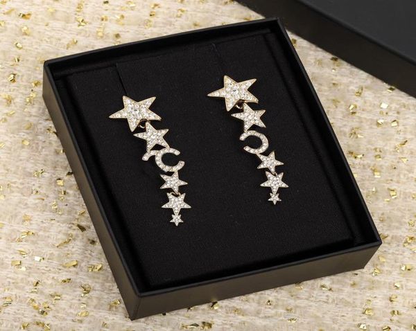 

2023 luxury quality charm drop earring with diamond several stars design have box ps7581a9643929, Golden