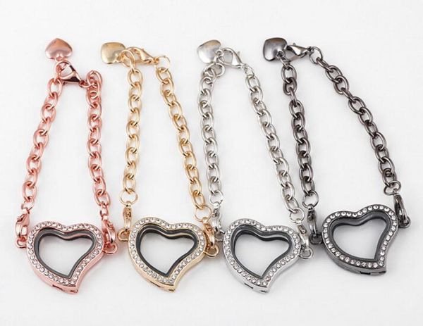 

10pcslot 4colors 30mm heat locket bracelet magnetic glass living floating locket bangle for women fashion jewelrys9952566, Golden;silver