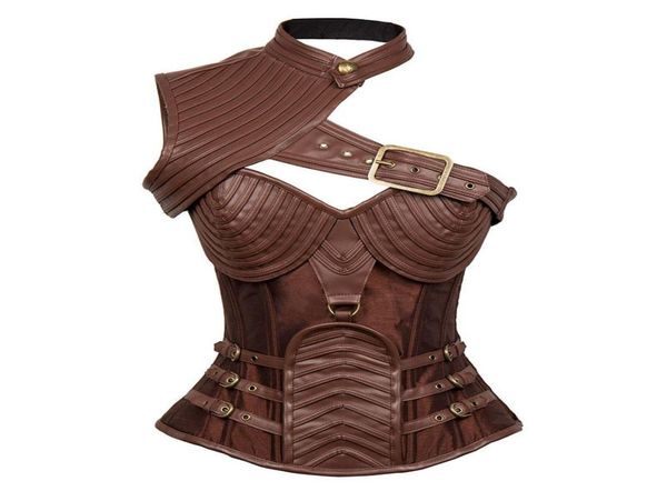 

brown leather armor corset gothic corsets and bustiers vintage steampunk clothing corpetes e espartilhos plus size s6xl4557331, Black;white