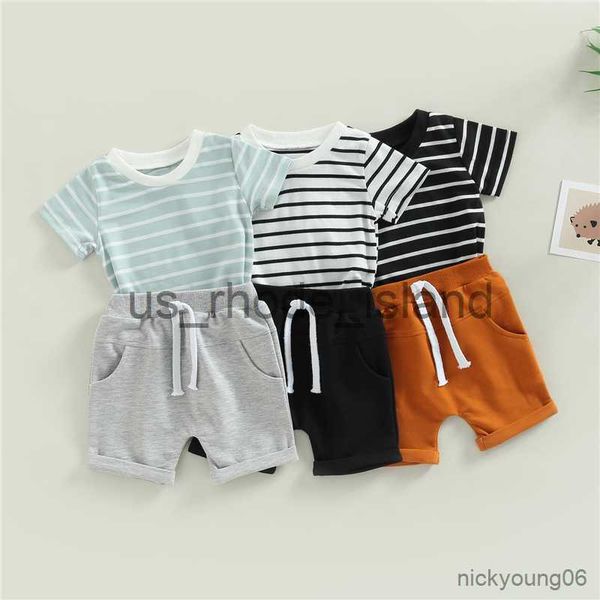 

clothing sets clothing sets summer fashion baby girl boy clothes set newborn short sleeve striped and shorts kids suit outfit costume x0712, White