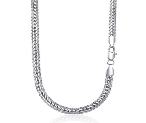 

6mm womens mens necklace chain hammered close rombo link curb cuban white gold filled gf fashion jewelry accessories dgn337 chains6776500, Silver