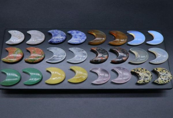 

30mm moon shaped statue natural crystal stone colorfull mascot meditation healing reiki gemstone gift collection and home decor3675156, Black