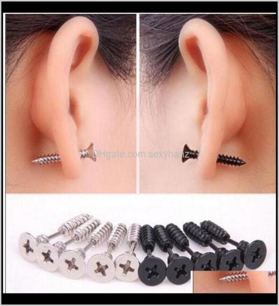 

stud jewelry 5 color 30pcslot single fashion fine ear cuff stainless steel whole screw stud earrings body piercing htrn5580966, Golden;silver