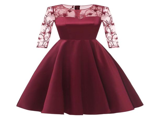 

women embroidery dresses sheer evening party dress a line mesh 34 sleeve vintage lace dress dk9031cl2975690, White;black