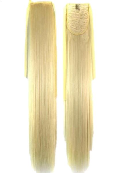 

111 synthetic ponytail long straight hair 16quot22quot clip ponytail hair extension blonde brown ombre hair tail with drawstr9238024, Black