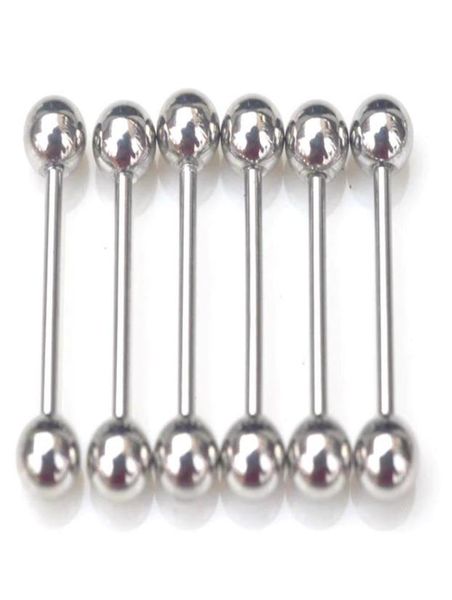 

stainless steel balls industrial straight barbell ring tongue nipple bar tragus ear piercing body jewelry whole5005569, Silver