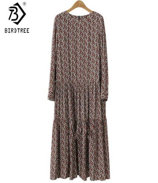 

plus size 4xl oneck women print flowers shirt dress fall fashion vintage long sleeves good quality female dress d7n705a y190508051364016, Black;pink