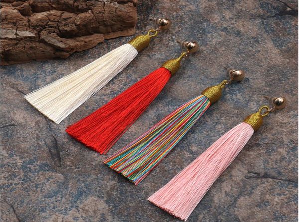 

bohemia handmade long tassel earrings designer stud earring dangle fringe charm pendant eardrop women beach wedding party jewelry 6607823, Silver