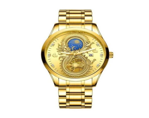 

watch men quartz watches luminous water resistant moon dragon business luxury wristwatches stars calendar v0o6 bangle3740593, Black