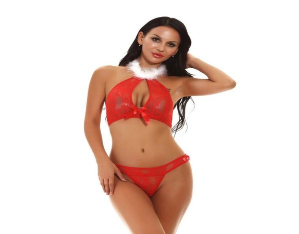 

women neck white fur trim key hole front floral lace mesh backless seductive bikini swimsuit costume halloween christmas holiday s4018755, Black;red
