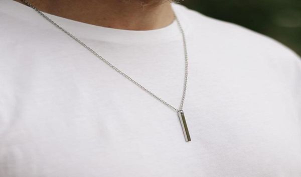 

pendant necklaces 2021 fashion rec bar necklace men waterproof stainless steel chain for jewelry gift5679866, Silver