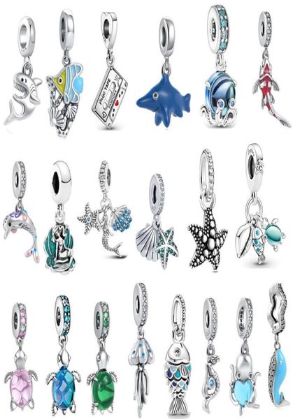 

new s925 sterling silver charms loose beads beaded girls fashion designer ocean collection original fit bracelet shell pendant diy women&#03, Bronze;silver