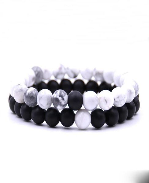 

distance bracelets for lovers 2pcsset valentine039s day jewelry yin yang stone beaded bracelets friend couple bracelet2497871, Black
