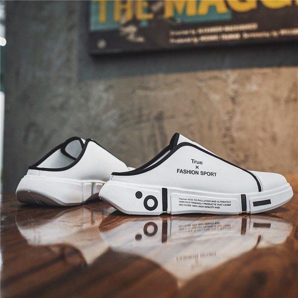 

sandals spring korean version men's shoes breathable lazy white social casual board baotou slippers 230711, Black