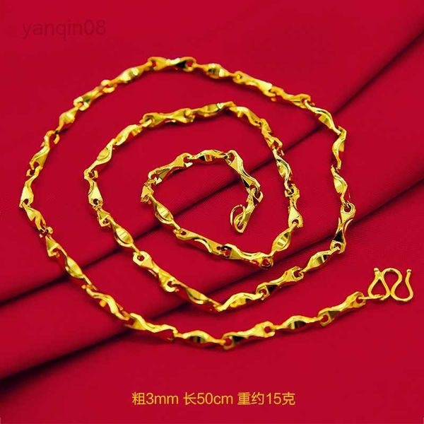 

pendant necklaces real 18k gold necklace for women men fine jewelry pure chain genuine solid for women wedding luxury hkd230712, Silver