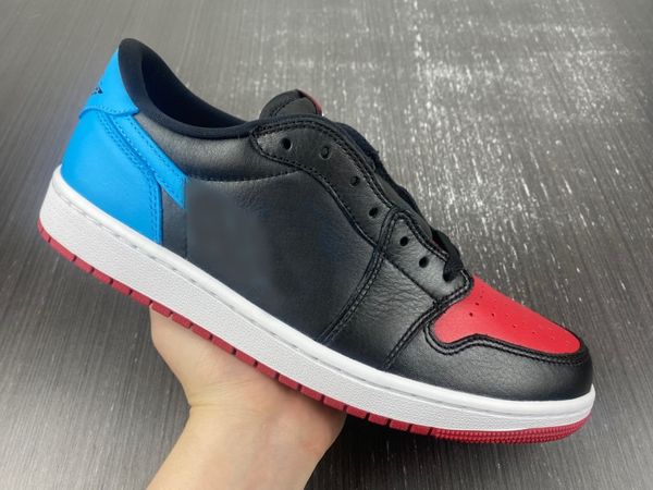 

designer 1 low unc to chicago men running shoes women 1s black/dark powder blue-gym red cz0775-046 mens sports sneakers trainers outdoor siz, Red;white