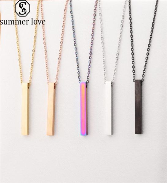 

fashion long blank bar pendant necklace for women men goth square charm dangle necklaces stainless steel diy customize gift choker7314855, Silver