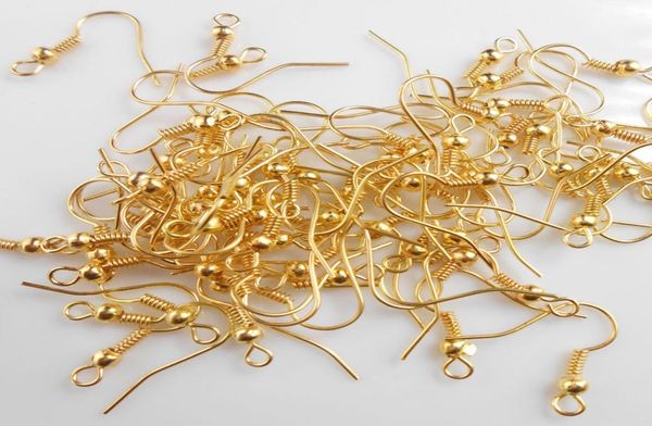 

connectors diy jewelry making 200pcs earring hook coil ear wire with bead9051109, Silver