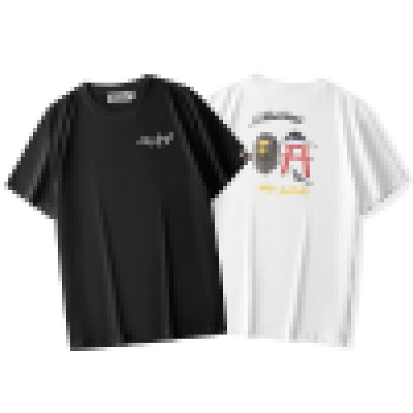 

new a bathing a ape japanese embroidery letter trendy short sleeves, White;black
