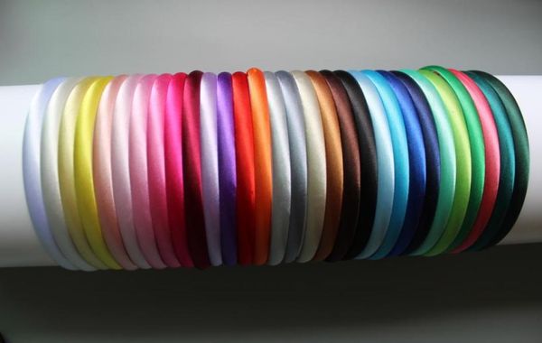 

60pcslot 10mm plain solid color satin covered resin hairbandsribbon covered kids headbands girl headband cx2007147715573, Silver