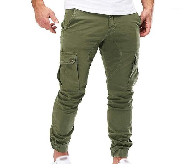 

mens pants autumn winter casual loose trouser cargo slim fit fashion combat zipper bottom army male pants12042001, Black