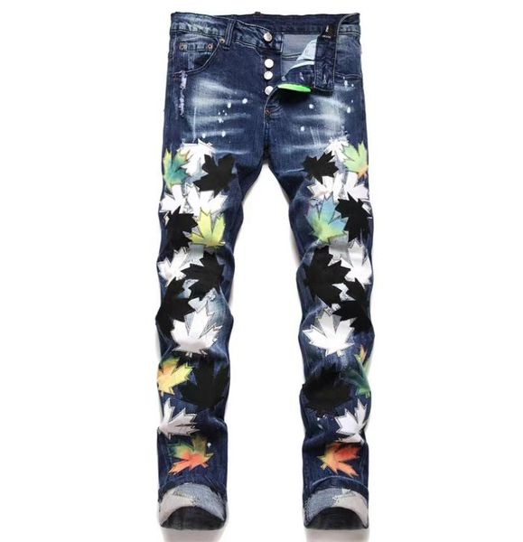 

fashion men jeans relaxed fit stretch clothing designer pants mens slim denim straight biker hole hip hop men039s jean black pl2581438, Blue