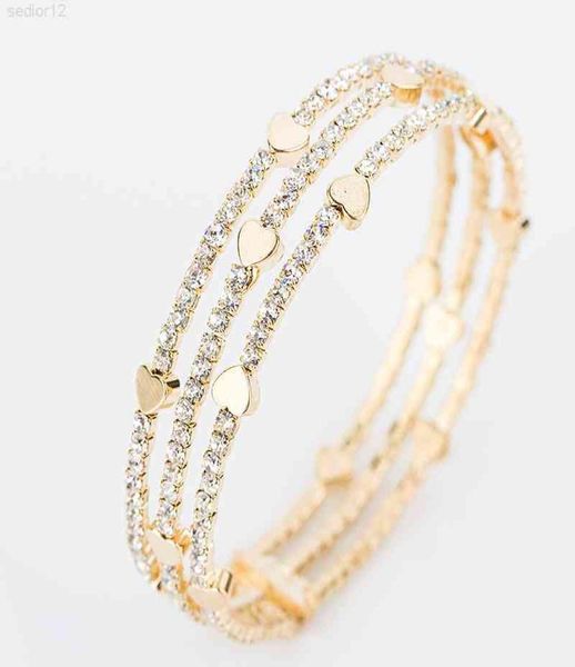 

hard body bracelet fashion jewelry bangle elegant women039s 3 row wristband heart crystal cuffs holiday gift9135075, Black