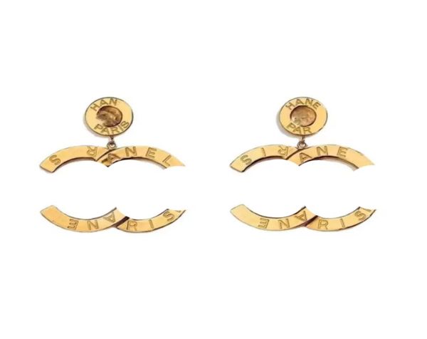 

2021 fashion style drop earring smooth in 18k gold plated words shape for women wedding jewelry gift with box8928917, Golden;silver