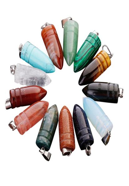 

fubaoying natural stone bullet quartz crystal teardrop pendant for holiday gift factory outlet whole size about 098 inch04 4576686, Silver