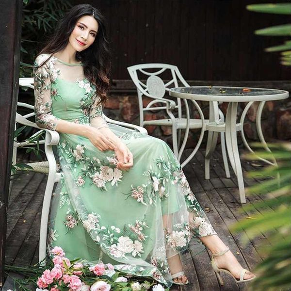 

dresses autumn elegant women's dress women's casual trumpet sleeve office chiffon embroidered dress aword retro sweet clothes, Black;gray