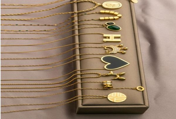 

gold silver luxury designer pendants necklaces stainless steel double letter choker pendant necklace beads chain jewelry accessori5226347