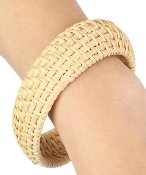 

tennis fashion straw weave rattan bracelet simple big round vine braid bracelets bangles for women wristband wrap jewelry4238862, Golden;silver