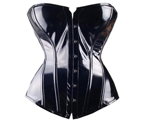 

bustiers corsets women pvc overbust waist corset steampunk bustier trainer body shaper banquet party leather slimming c1881331, Black;white