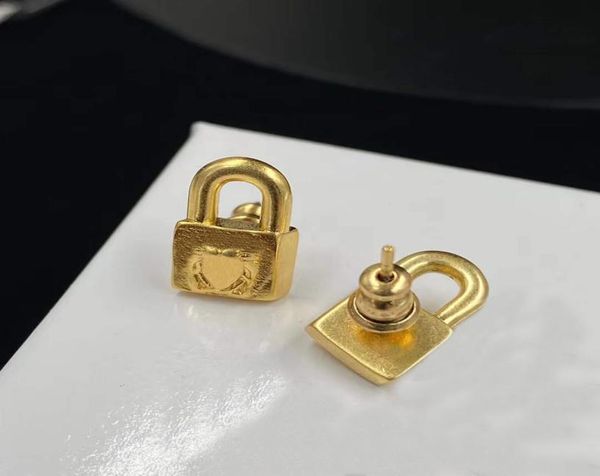 

fashion lock charm earrings aretes orecchini for women party wedding lovers gift jewelry engagement with box9814292, Golden