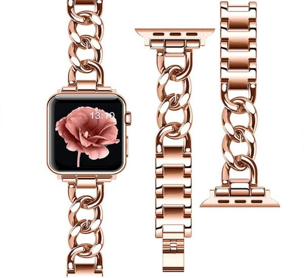 

vacuum plating stainless steel strap for apple watch 6 4 se 7 band 44mm 42mm 45mm 38 40 419500126, Black;brown