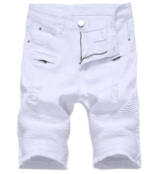 

summer biker jean shorts men classic fit ripped distressed jeans shorts mens casual bermuda jeans masculina stretch denim339u1374408, Blue