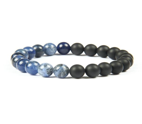 

new fashion stone jewelry whole 10pcslot 8mm natural blue veins matte agate stone beads lucky energy bracelet f7564754, Black