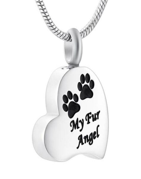 

fashion jewelry custom heart paw print quotmy fur angel quotpet keepsake memorial urn necklace stainless steel cremation jewel3535731, Silver