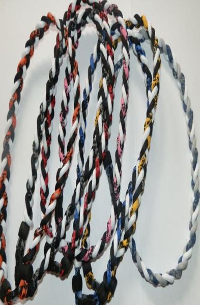 

2016 titanium necklace 3 rope necklace tornado sports braided baseball softball soccer necklace size 16quot 18quot 20quot 226153159, Golden;silver