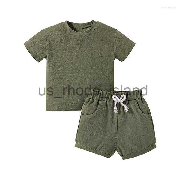 

clothing sets clothing sets 2 pieces kids suit set solid color round neck short sleeve t-shirt shorts with pockets for summer 6 months-5 yea, White