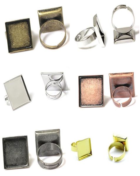 

beadsnice fashion jewelry components square ring bezel base diy brass ring blanks adjustable blank ring base for handmade id 322494149262, Slivery;crystal
