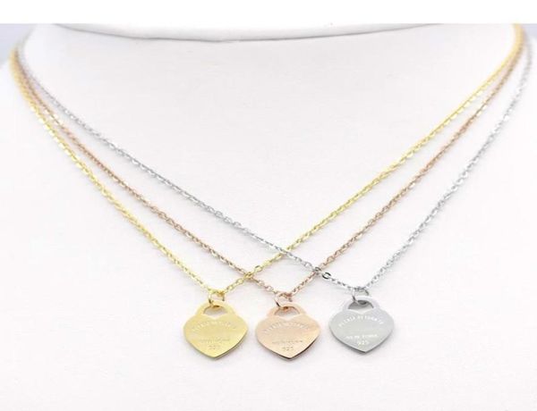 

jewerly stainless steel 18k gold plated necklace short chain silver heart necklace pendant locket necklaces chains for women coupl6583388