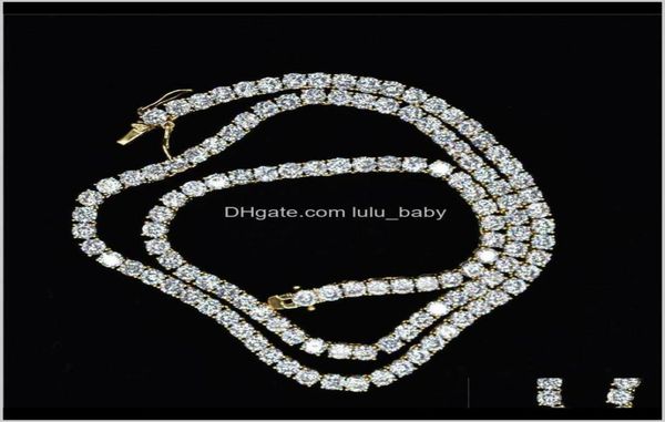 

pendant necklaces pendants drop delivery 2021 4mm 5mm m 6mm 1 row shiny tennis chain men hip hop iced out bling cz necklace jewe2068724, Silver