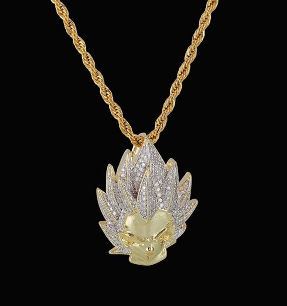 

hip hop jewelry iced out chain plated copper micro pave cz cartoon anime character pendant necklace for men gifts jewelry2002684, Silver