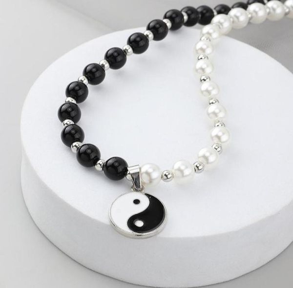 

necklaces for women tide hiphop personality and white pearl pendant yin yang tai chi bagua necklace chain chokers2829629, Golden;silver