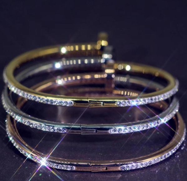 

rose gold bangle brand designer classic nail men bracelet luxury women jewelry diamond bracelet for gift never fade1725166, Black