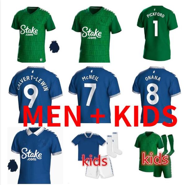 

2023 2024 everton gray soccer jerseys 23 24 onana mcneil gueye doucoure garner mykolenko godfrey home away kids jersey football shirts top, Black;yellow