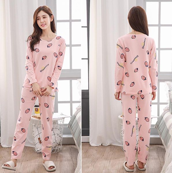 

cute women clothes summer womens pajamas sets longsleeved sleepwear suits girl fashion casual outerwear sleepwear night suit1758490, Black;red
